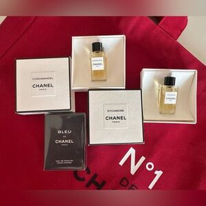 Chanel Tote, Coromandel & Sycomore 4ml EAU De Parfum & Bleu de Chanel Mini